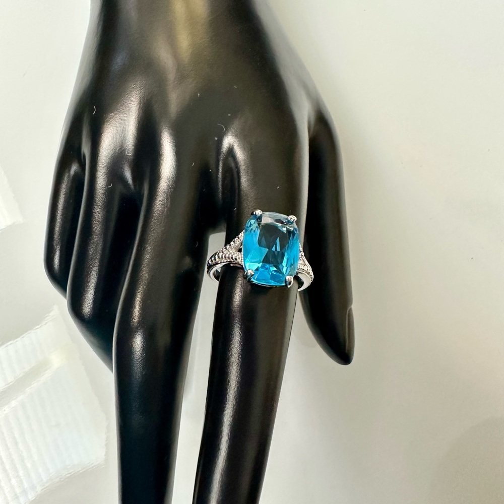 5 ct faux blue topaz sterling silver ring size 8